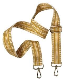 Mustard Yellow & White Adjustable Bag Strap 1.5” Wide, 50” Long Gold Hardware